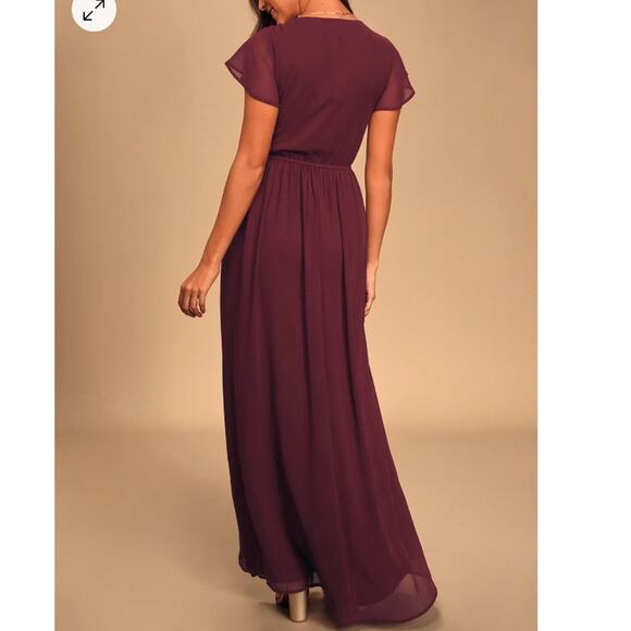 Lulu’s Lost in the Moment Maxi Gown Burgundy Bridesmaid Dress Size Small NWT - Picture 4 of 15